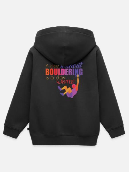 Bouldern - Kinder Premium Organic Zip Hoodie - Schwarz
