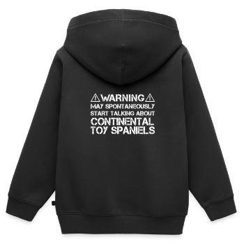 Épagneul jouet continental - Sweat Premium à capuche zippé enfant bio - noir - Dos - AI Model Kid Male (0cm)
