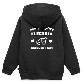 J’adore les voitures électriques - Sweat Premium à capuche zippé enfant bio - noir - Dos - AI Model Kid Male (0cm)