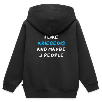 Ariégeois - Sweat Premium à capuche zippé enfant bio - noir - Dos - AI Model Kid Male (0cm)