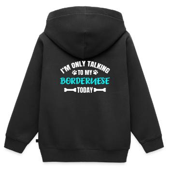 Bordernese - Sweat Premium à capuche zippé enfant bio - noir - Dos - AI Model Kid Male (0cm)