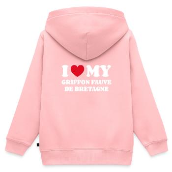 I Love My Griffon Fauve de Bretagne - Kids Premium Organic Zip-up Hoodie - rose - Back - AI Model Kid Female (0cm)