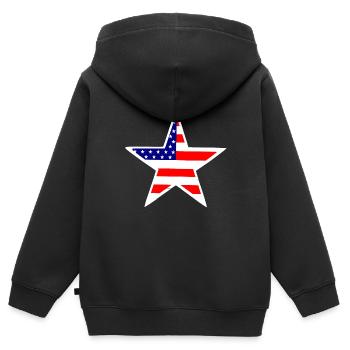 Étoile américaine - Sweat Premium à capuche zippé enfant bio - noir - Dos - AI Model Kid Male (0cm)