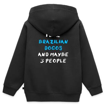 Dogo brésilien - Sweat Premium à capuche zippé enfant bio - noir - Dos - AI Model Kid Male (0cm)