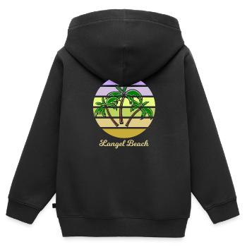 Langel Vacances à la plage - Sweat Premium à capuche zippé enfant bio - noir - Dos - AI Model Kid Male (0cm)