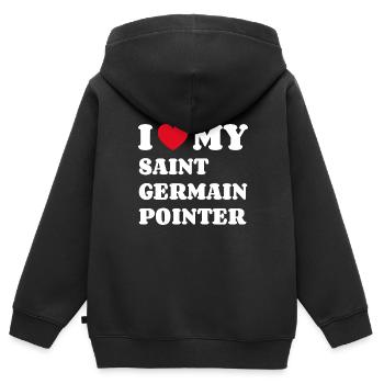 J’adore mon pointeur Saint Germain - Sweat Premium à capuche zippé enfant bio - noir - Dos - AI Model Kid Male (0cm)