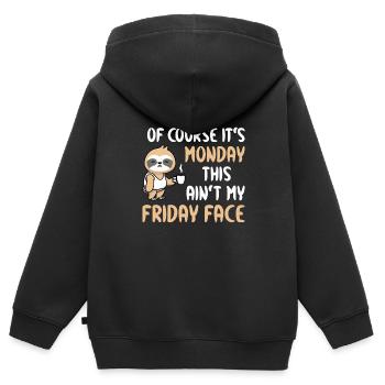 Lundi paresseux - Sweat Premium à capuche zippé enfant bio - noir - Dos - AI Model Kid Male (0cm)