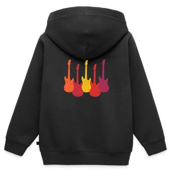 Guitares Vintage Rétro - Sweat Premium à capuche zippé enfant bio - noir - Dos - AI Model Kid Male (0cm)