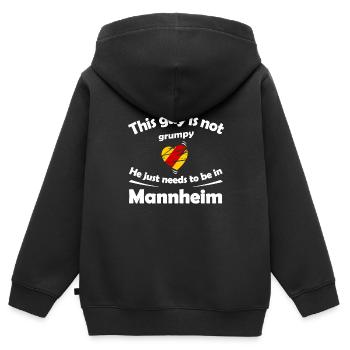 Chez lui à Mannheim - Sweat Premium à capuche zippé enfant bio - noir - Dos - AI Model Kid Male (0cm)