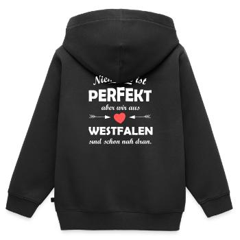 Die Westfalen aus NRW - Kinder Premium Organic Zip Hoodie - Schwarz - Hinten - AI Model Kid Male (0cm)