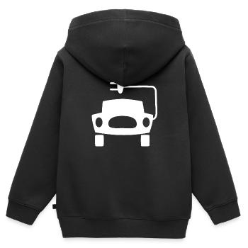 Les voitures électriques - Sweat Premium à capuche zippé enfant bio - noir - Dos - AI Model Kid Male (0cm)