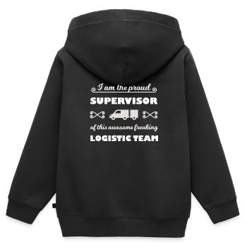 Der Transport Chef - Kinder Premium Organic Zip Hoodie - Schwarz - Hinten - AI Model Kid Male (0cm)