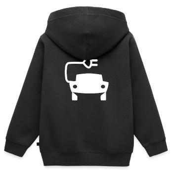La transition des transports - Sweat Premium à capuche zippé enfant bio - noir - Dos - AI Model Kid Male (0cm)