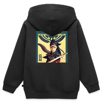 Japanese fighter - Kids Premium Organic Zip-up Hoodie - black - Back - AI Model Kid Male (0cm)