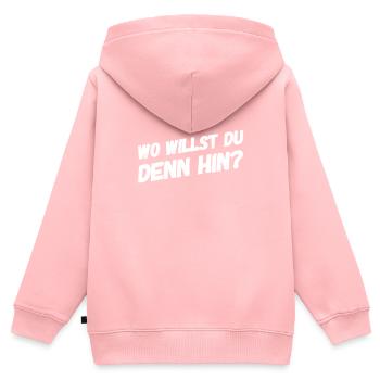 bleib hier - Kinder Premium Organic Zip Hoodie - Rosa - Hinten - AI Model Kid Female (0cm)