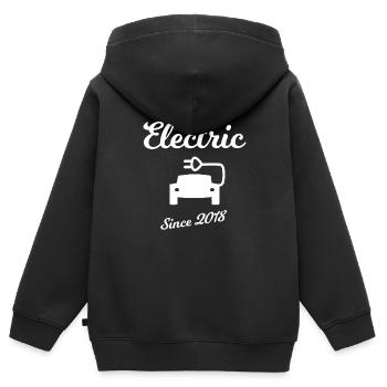 Électrique depuis 2018 - Sweat Premium à capuche zippé enfant bio - noir - Dos - AI Model Kid Male (0cm)