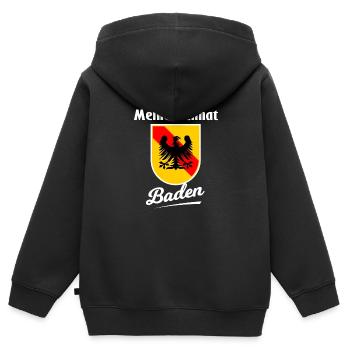 La patrie de Baden - Sweat Premium à capuche zippé enfant bio - noir - Dos - AI Model Kid Male (0cm)