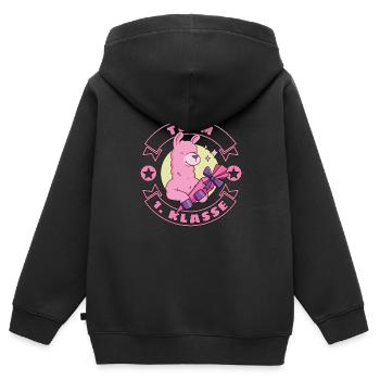 Einschulung Schulkind Schultüte Lama Alpaka - Kinder Premium Organic Zip Hoodie - Schwarz - Hinten - AI Model Kid Male (0cm)