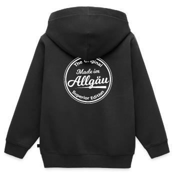 Die Allgäuer - Kinder Premium Organic Zip Hoodie - Schwarz - Hinten - AI Model Kid Male (0cm)