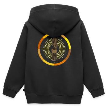 Coiffure afro Culture des cheveux peignés Histoire africaine - Sweat Premium à capuche zippé enfant bio - noir - Dos - AI Model Kid Male (0cm)