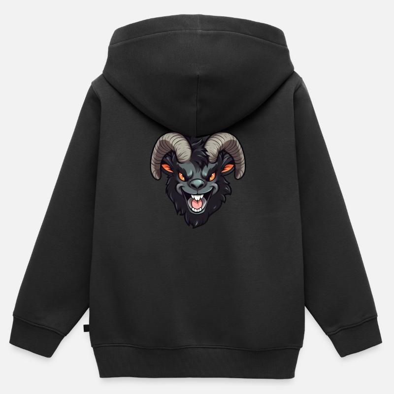 Chèvre chèvre chèvre effrayante - Sweat Premium à capuche zippé enfant bio - noir