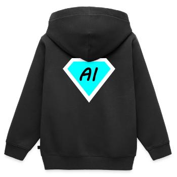 Technologie informatique artificielle - Sweat Premium à capuche zippé enfant bio - noir - Dos - AI Model Kid Male (0cm)