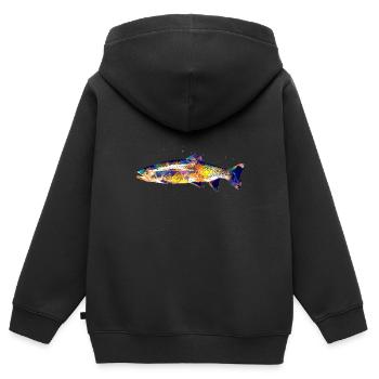 Poisson coloré - Sweat Premium à capuche zippé enfant bio - noir - Dos - AI Model Kid Male (0cm)