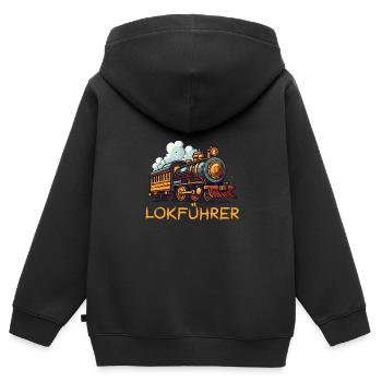 Cheminot - Sweat Premium à capuche zippé enfant bio - noir - Dos - AI Model Kid Male (0cm)