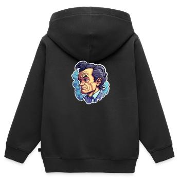 Richard Feynman - Kinder Premium Organic Zip Hoodie - Schwarz - Hinten - AI Model Kid Male (0cm)