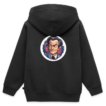 Richard Feynman - Kinder Premium Organic Zip Hoodie - Schwarz - Hinten - AI Model Kid Male (0cm)