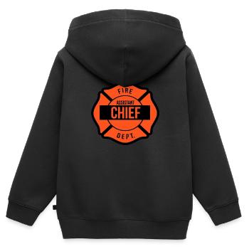 Chef adjoint des pompiers - Sweat Premium à capuche zippé enfant bio - noir - Dos - AI Model Kid Male (0cm)