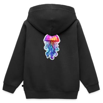 Bunte Qualle - Kinder Premium Organic Zip Hoodie - Schwarz - Hinten - AI Model Kid Male (0cm)
