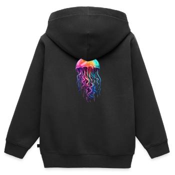 Bunte Qualle - Kinder Premium Organic Zip Hoodie - Schwarz - Hinten - AI Model Kid Male (0cm)