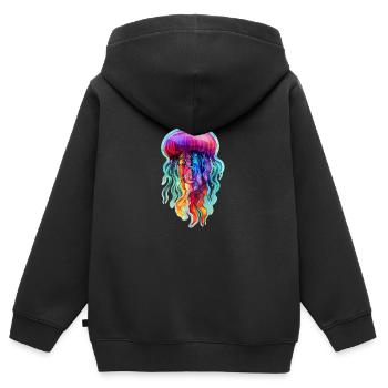 Bunte Qualle - Kinder Premium Organic Zip Hoodie - Schwarz - Hinten - AI Model Kid Male (0cm)