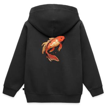 Koi Fish Japanese Carp Pond - Sweat Premium à capuche zippé enfant bio - noir - Dos - AI Model Kid Male (0cm)