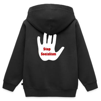 Beendet die sozialistische Bewegung - Kinder Premium Organic Zip Hoodie - Schwarz - Hinten - AI Model Kid Male (0cm)