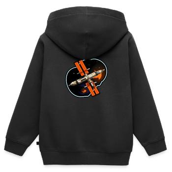 Satellite spatial - Sweat Premium à capuche zippé enfant bio - noir - Dos - AI Model Kid Male (0cm)
