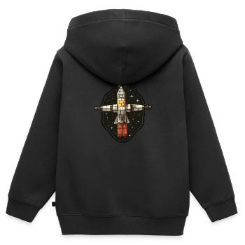 Satellite spatial - Sweat Premium à capuche zippé enfant bio - noir - Dos - AI Model Kid Male (0cm)