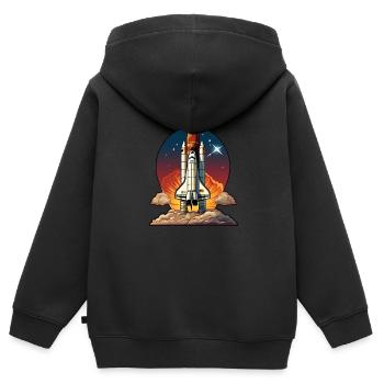 Spaceshuttle Raumfahrt - Kinder Premium Organic Zip Hoodie - Schwarz - Hinten - AI Model Kid Male (0cm)