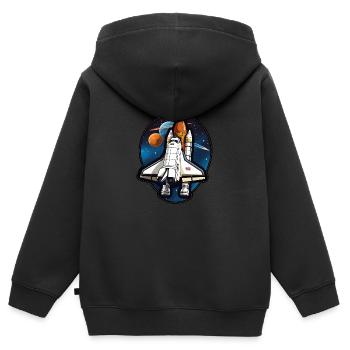 Spaceshuttle Raumfahrt - Kinder Premium Organic Zip Hoodie - Schwarz - Hinten - AI Model Kid Male (0cm)
