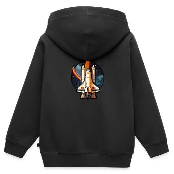Spaceshuttle Raumfahrt - Kinder Premium Organic Zip Hoodie - Schwarz - Hinten - AI Model Kid Male (0cm)