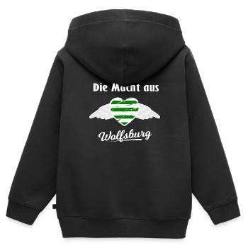 Die Fans aus Wolfsburg - Kinder Premium Organic Zip Hoodie - Schwarz - Hinten - AI Model Kid Male (0cm)