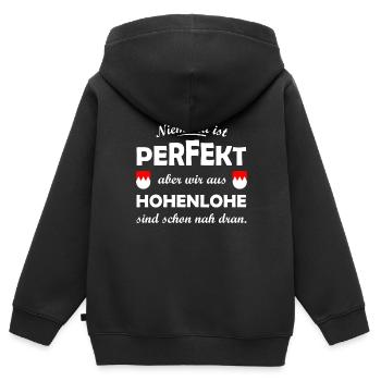Die Hohenloher - Kinder Premium Organic Zip Hoodie - Schwarz - Hinten - AI Model Kid Male (0cm)