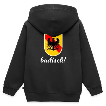 Badisch ist ein Gefühl - Kinder Premium Organic Zip Hoodie - Schwarz - Hinten - AI Model Kid Male (0cm)