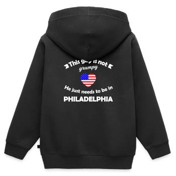 Philadelphia in Amerika - Kinder Premium Organic Zip Hoodie - Schwarz - Hinten - AI Model Kid Male (0cm)