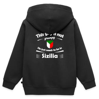 La nostalgie de la Sicile - Sweat Premium à capuche zippé enfant bio - noir - Dos - AI Model Kid Male (0cm)