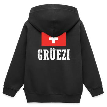 Suisse Suisse - Sweat Premium à capuche zippé enfant bio - noir - Dos - AI Model Kid Male (0cm)