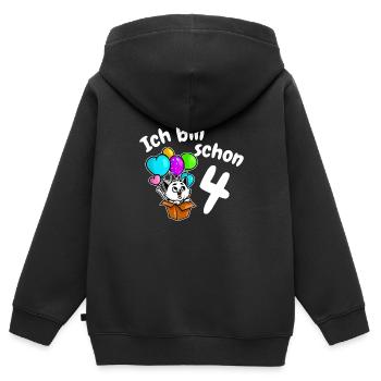 4ème anniversaire mignon chaton chat quatre 4 ans - Sweat Premium à capuche zippé enfant bio - noir - Dos - AI Model Kid Male (0cm)