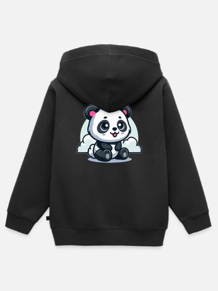 Baby-Panda - Kinder Premium Organic Zip Hoodie - Schwarz