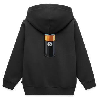 Batterie - Kinder Premium Organic Zip Hoodie - Schwarz - Hinten - AI Model Kid Male (0cm)